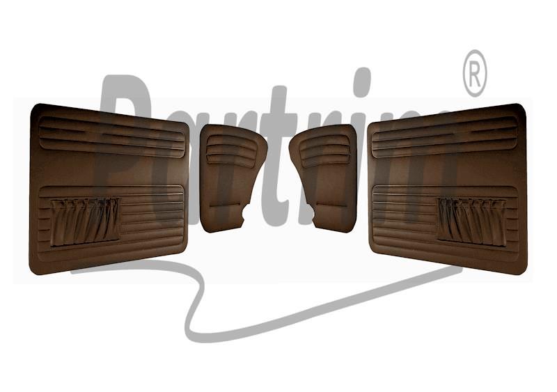 VW OLD BEETLE 1303 L - LS DOOR PANEL SET BROWN TWO SIDES POCKET 1969 - 4 PCS