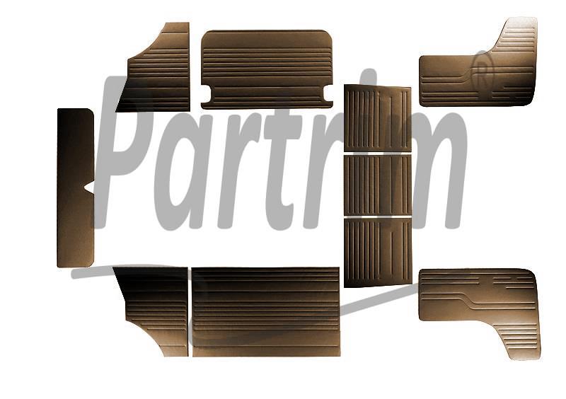 VW T2 BUS INTERIOR SIDE PANEL SET 10 PCS BROWN  08-1970 - 1979  LATE STYLE