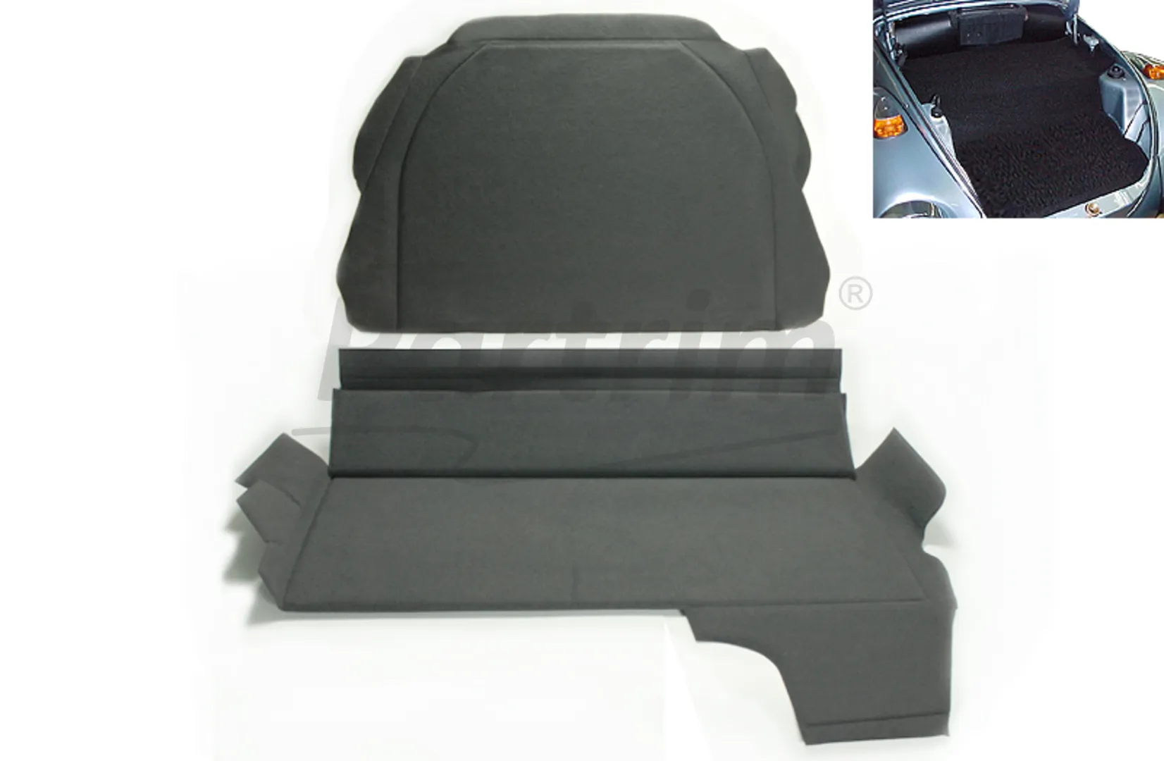 VW OLD BEETLE 1300-1303 LUGGAGE CARPET SET 2 PCS GREY