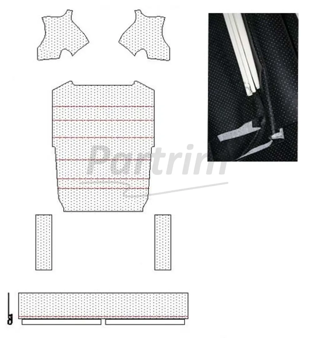 VW OLD BEETLE 1300 - 1303 HEADLINER PERFORATED BLACK