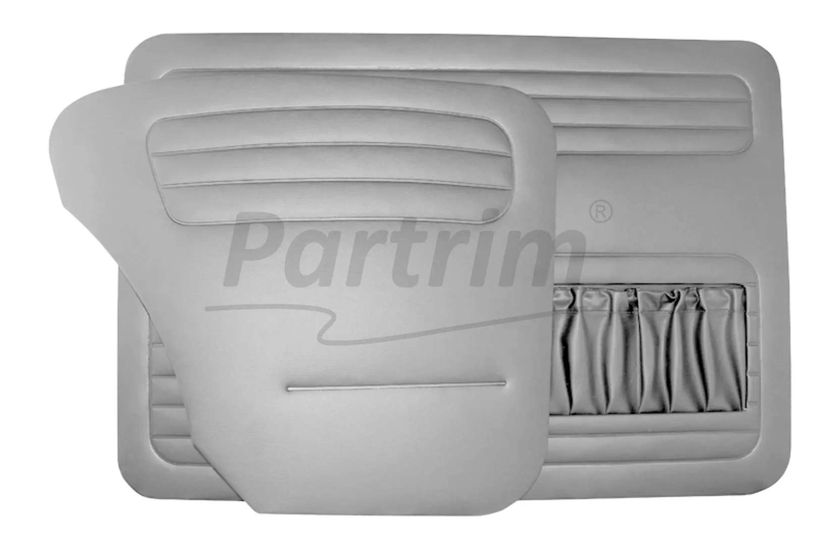 VW OLD BEETLE 1200 DOOR PANEL SET GREY 1956 - 1964 - PCS  (POCKET ON LEFT SIDE ONLY)