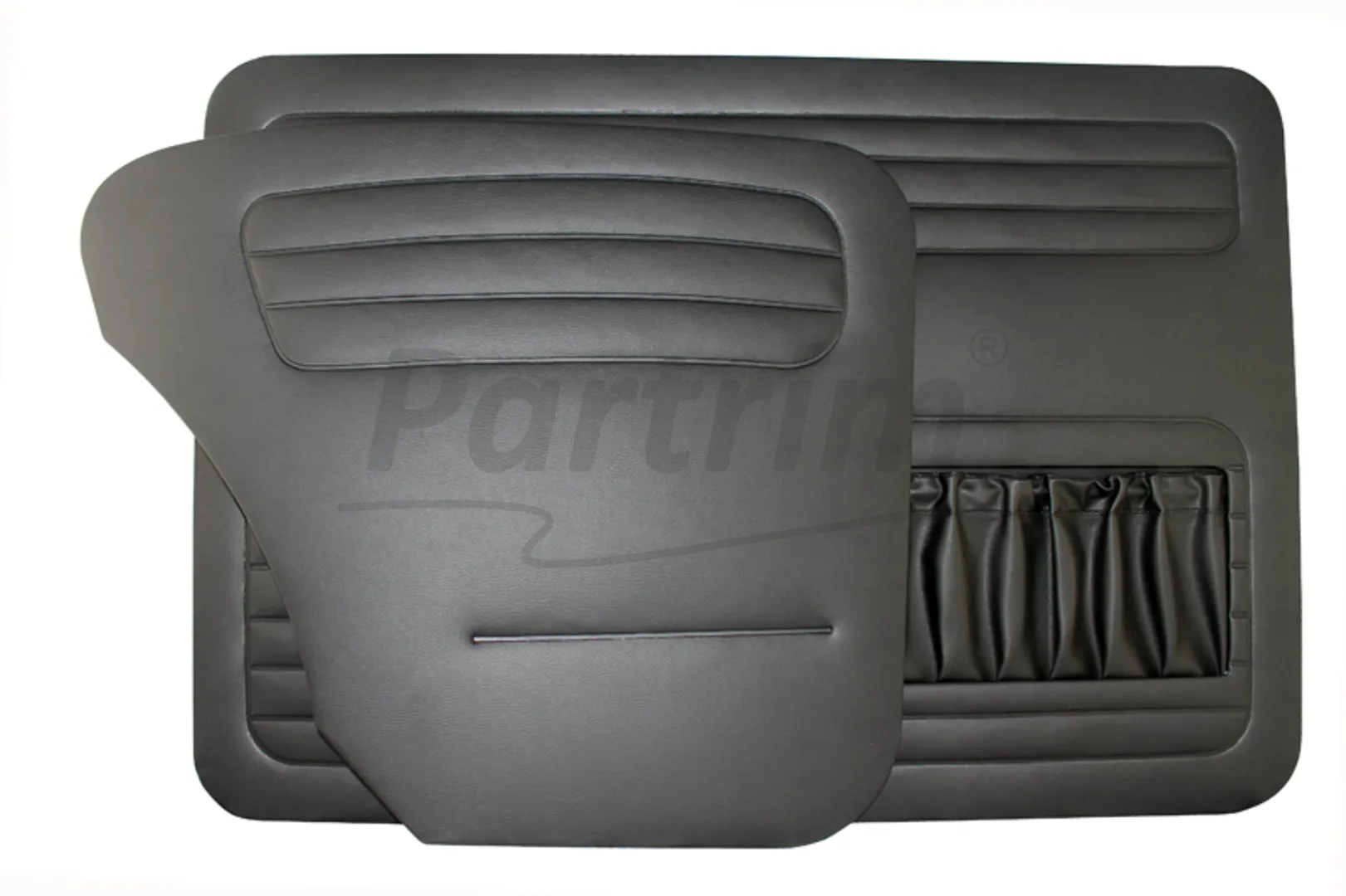 VW OLD BEETLE 1200 DOOR PANEL SET BLACK 1956 - 1964 - 4 PCS (POCKET ON LEFT SIDE ONLY)