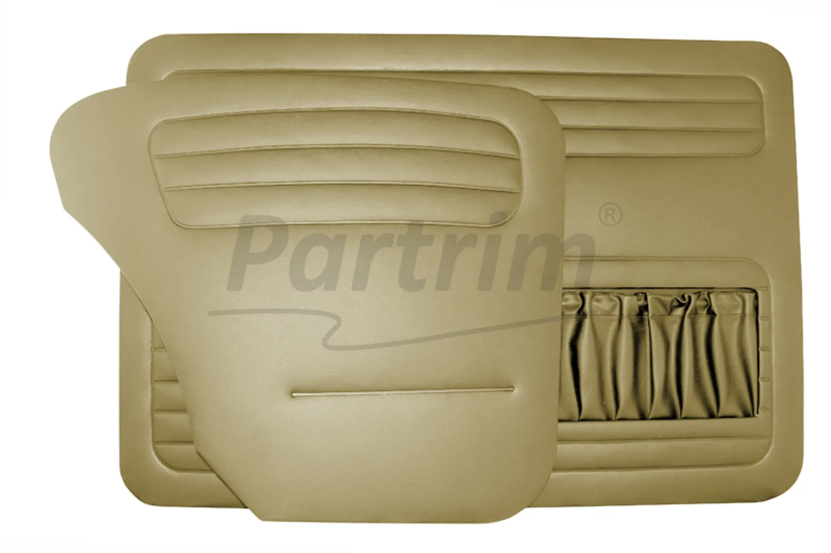 VW OLD BEETLE 1200 DOOR PANEL SET BEIGE 1956 - 1964 - 4 PCS  (POCKET ON LEFT SIDE ONLY)