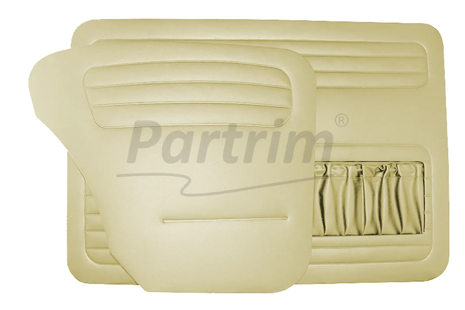 VW OLD BEETLE 1200 DOOR PANEL SET CREAM 1956 - 1964 - 4 PCS  (POCKET ON LEFT SIDE ONLY)