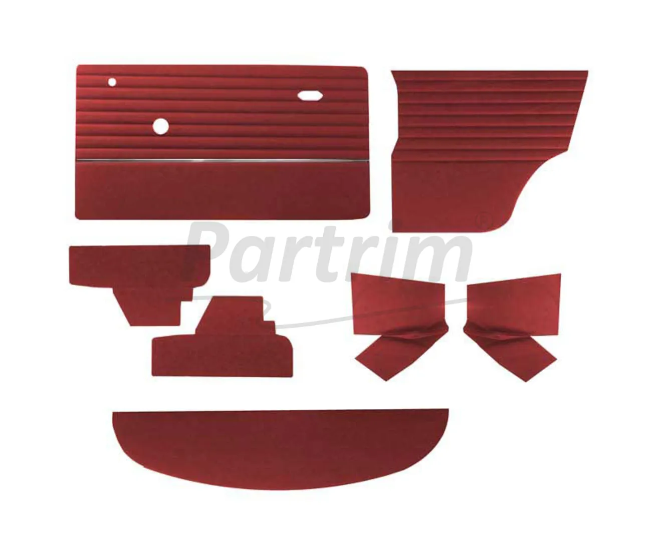 MINI COOPER  1970 - 2000 MK3 - MK4 DOOR PANEL SET WITH NICKEL BURGUNDY - 9 PCS