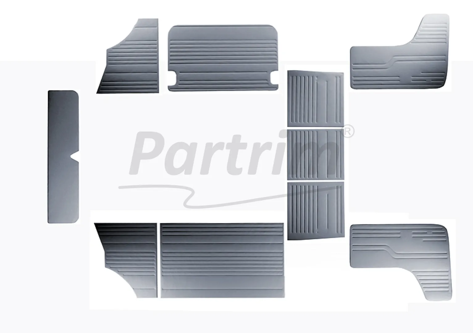 VW T2 BUS INTERIOR SIDE PANEL SET 10 PCS GREY  08-1970 - 1979  LATE STYLE