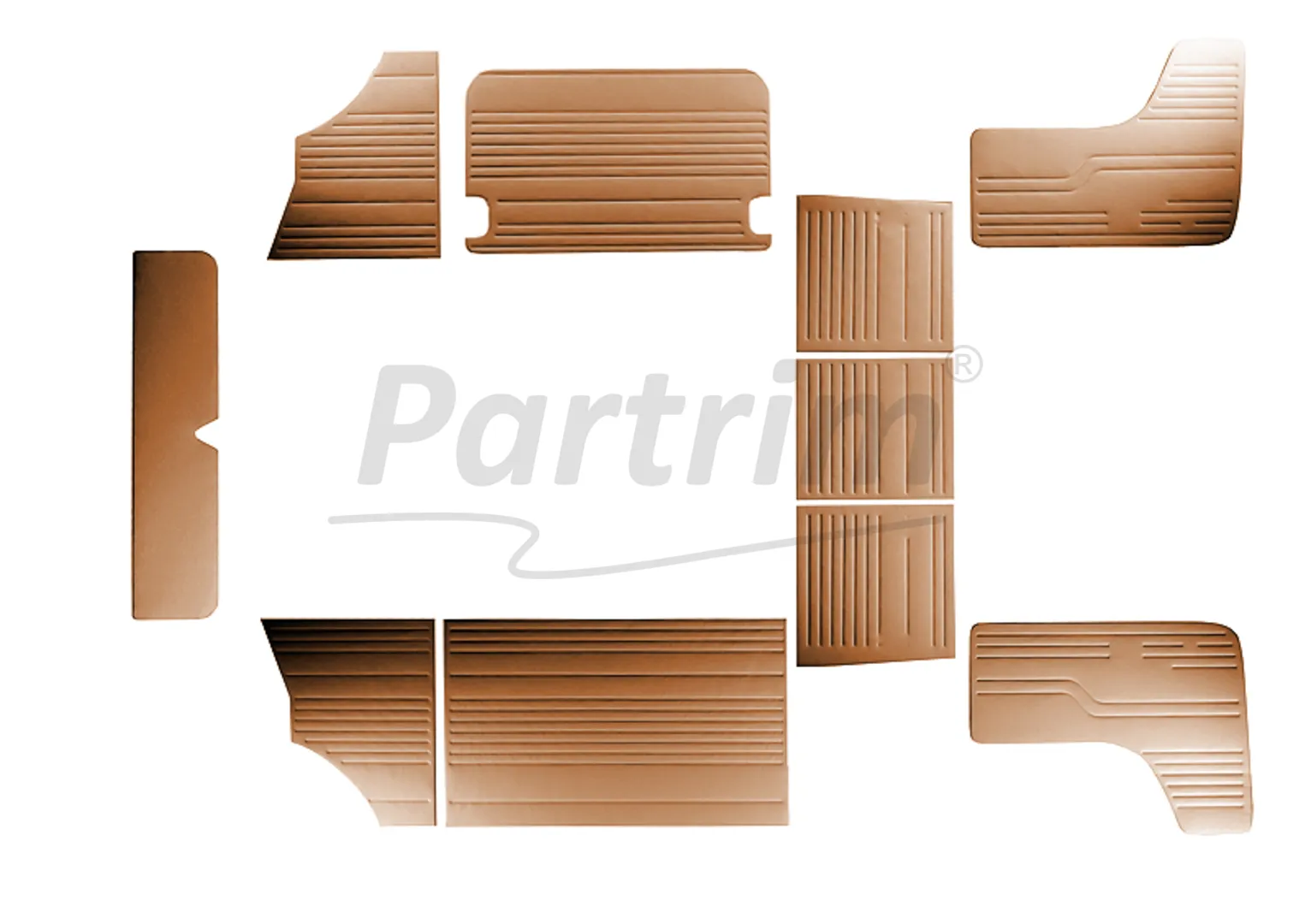VW T2 BUS INTERIOR SIDE PANEL SET 10 PCS TOBACCO  08-1970 - 1979  LATE STYLE