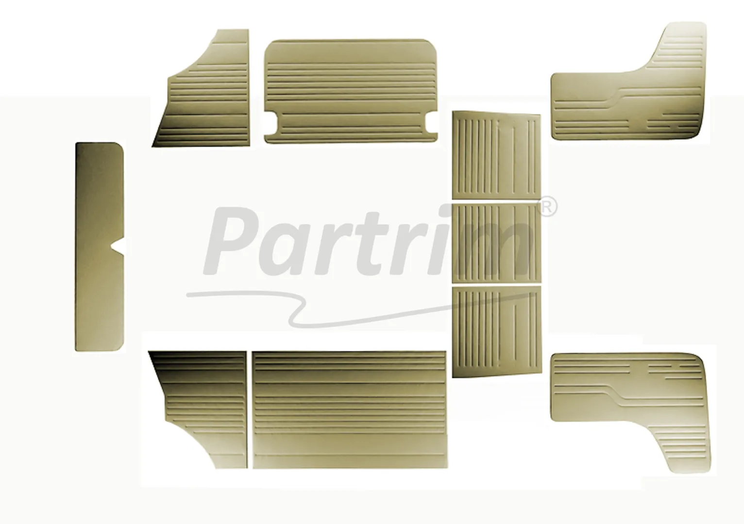 VW T2 BUS INTERIOR SIDE PANEL SET 10 PCS BEIGE  08-1970 - 1979  LATE STYLE