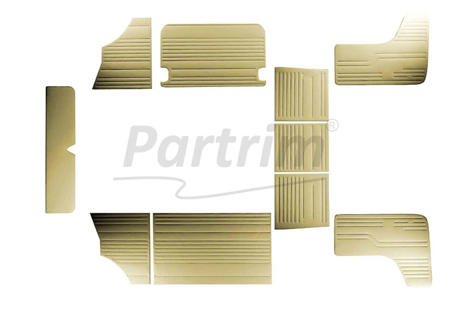 VW T2 BUS INTERIOR SIDE PANEL SET 10 PCS CREAM  08-1970 - 1979  LATE STYLE