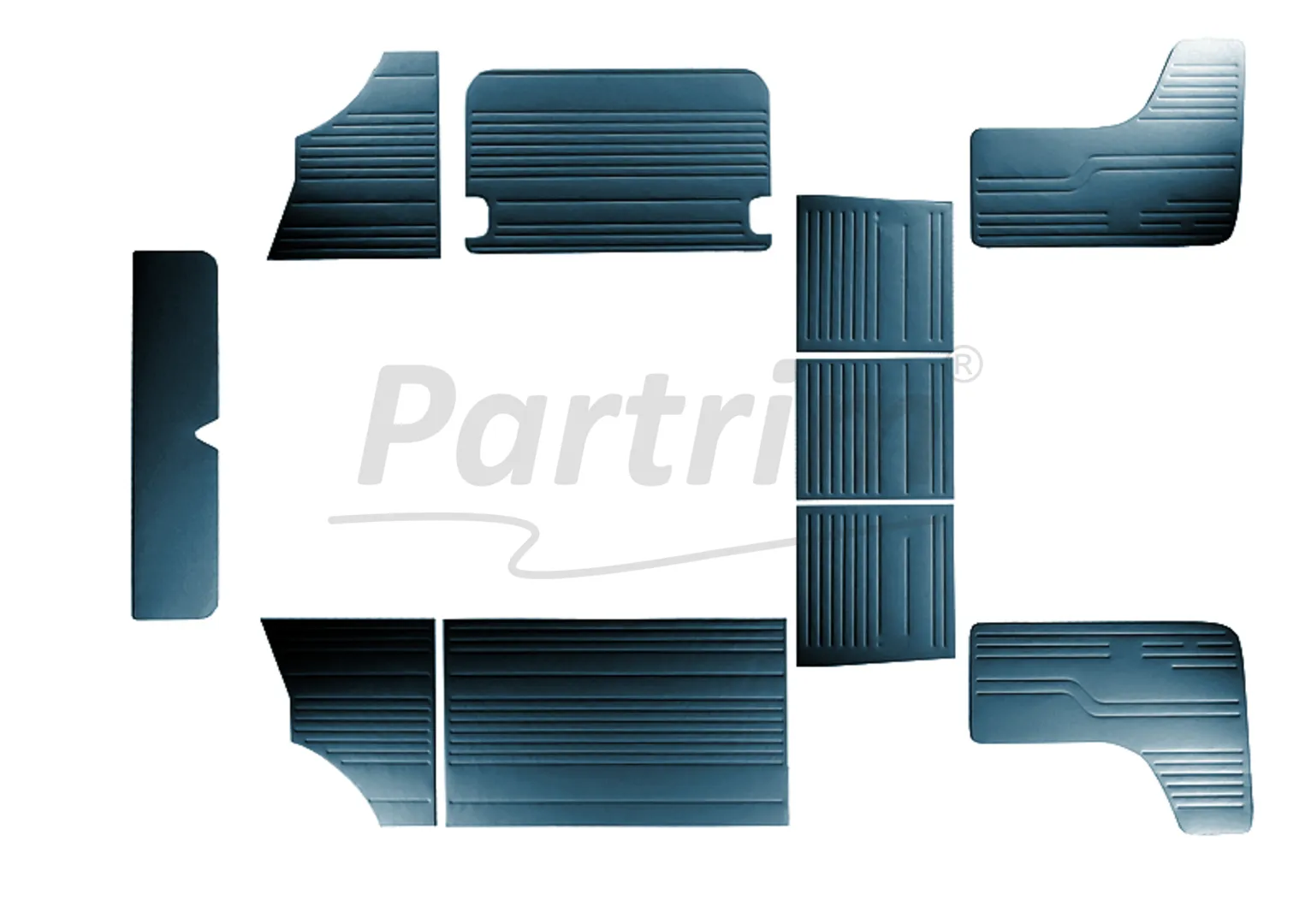 VW T2 BUS INTERIOR SIDE PANEL SET 10 PCS DARK BLUE  08-1970 - 1979  LATE STYLE