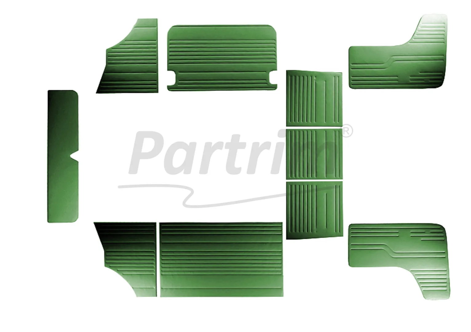 VW T2 BUS INTERIOR SIDE PANEL SET 10 PCS GREEN  08-1970 - 1979  LATE STYLE