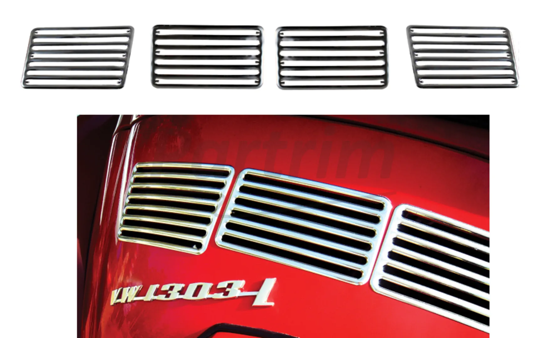 VW 1300-1303 REAR DECK LID ALUMINUM 4 PCS