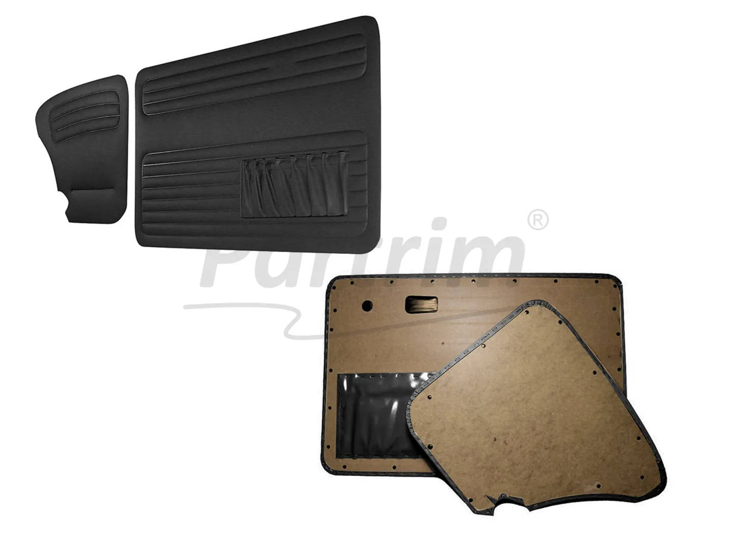 VW OLD BEETLE 1303 L - LS DOOR PANEL SET BLACK BOTH SIDES POCKET 1969 - 4 PCS