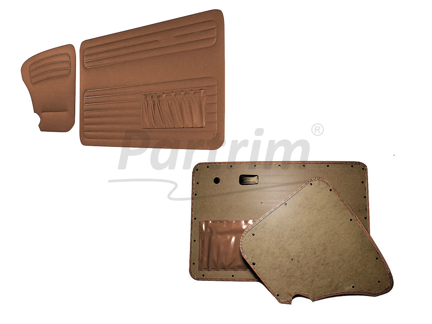 VW OLD BEETLE 1303 L - LS DOOR PANEL SET TOBACCO TWO SIDES POCKET 1969 - 4 PCS