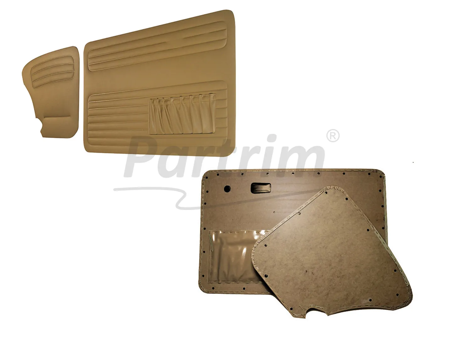 VW OLD BEETLE 1303 L - LS DOOR PANEL SET BEIGE TWO SIDES POCKET 1969 - 4 PCS