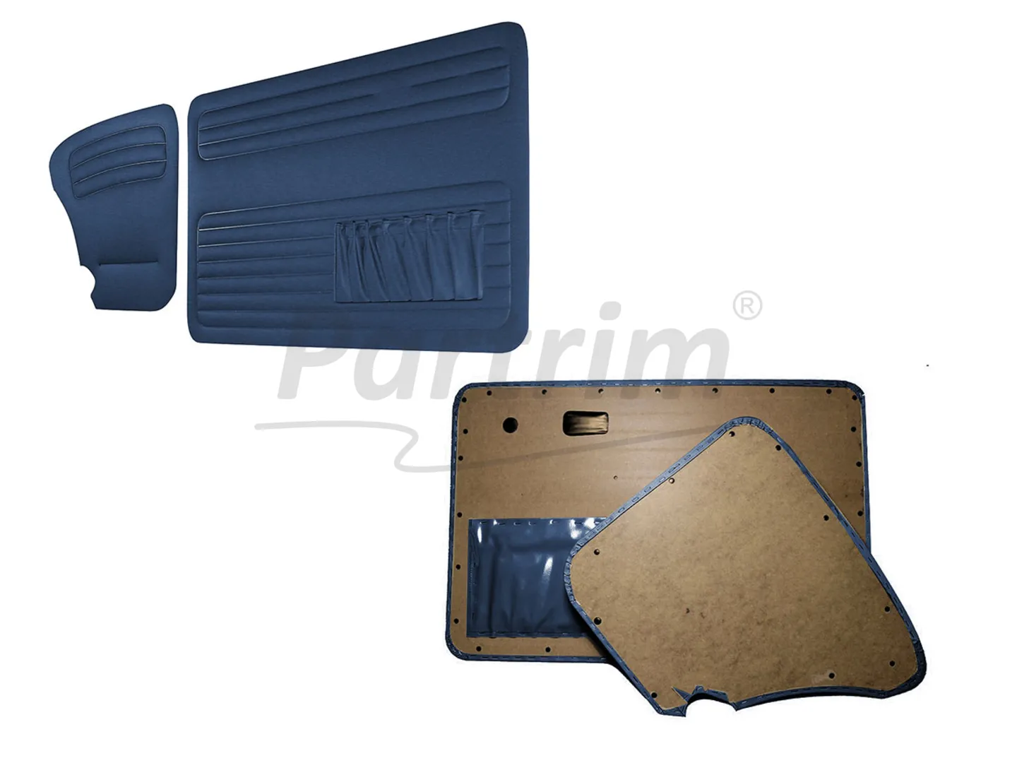 VW OLD BEETLE 1303 L - LS DOOR PANEL SET DARKBLUE TWO SIDES POCKET 1969 - 4 PCS