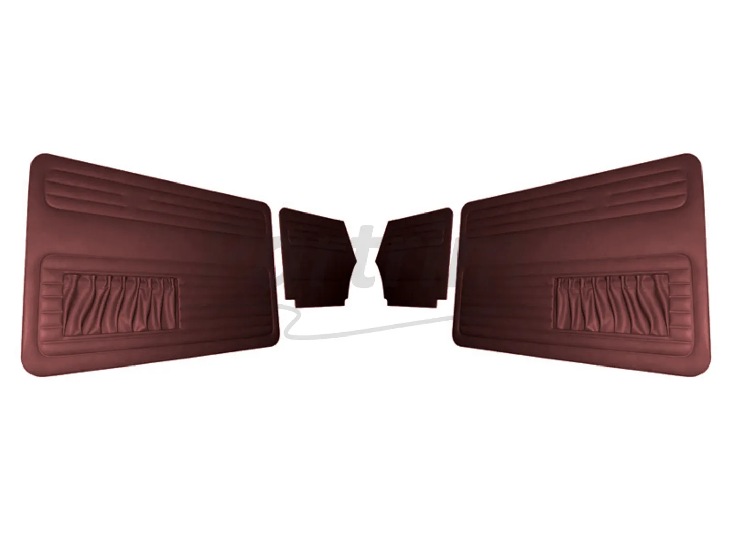 VW OLD BEETLE 1300 - 1303 CABRIO DOOR PANEL SET BURGUNDY TWO SIDES POCKET