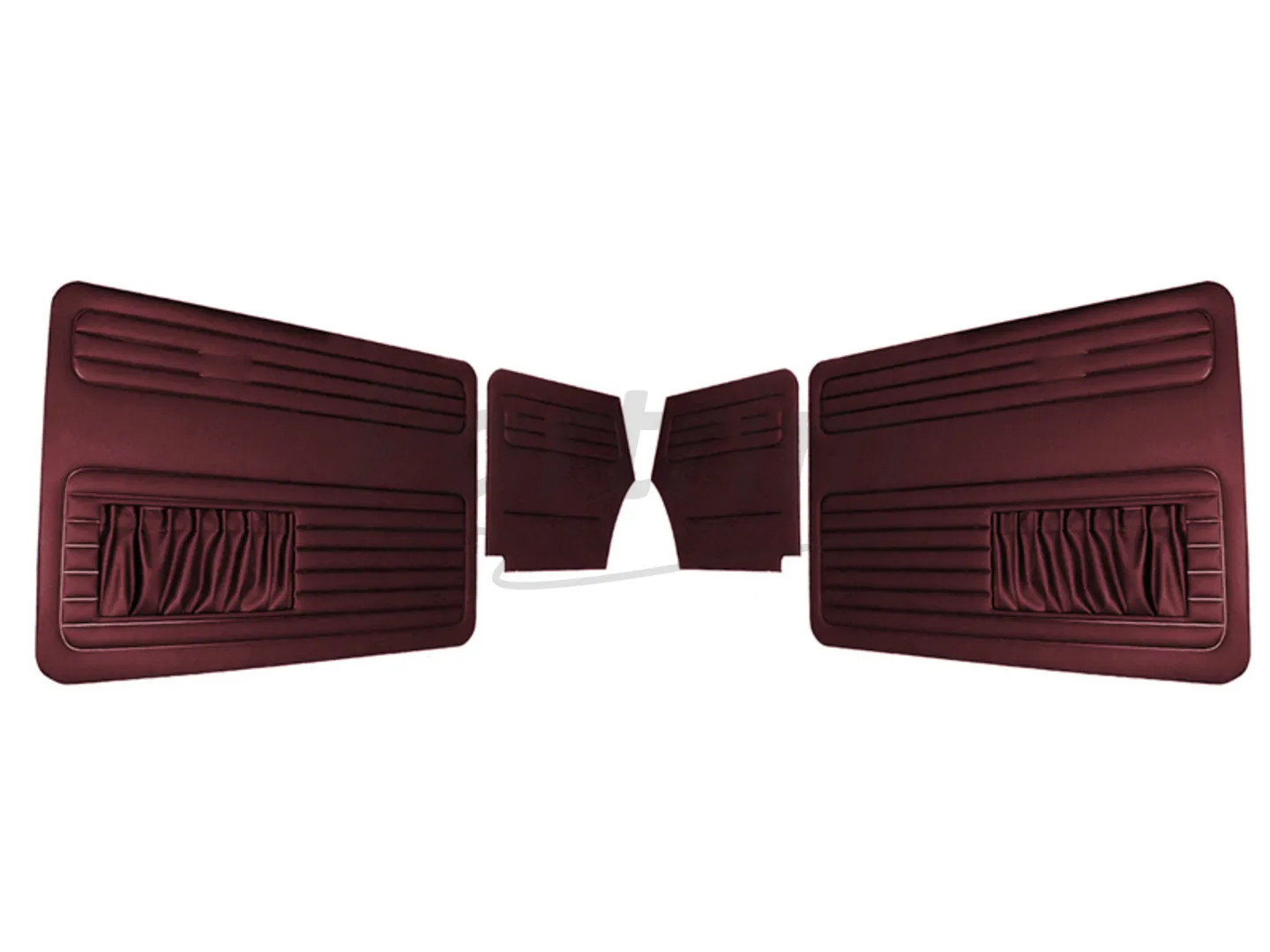 VW OLD BEETLE 1500 CABRIO L DOOR PANEL SET BURGUNDY TWO SIDES POCKET - 4 PCS