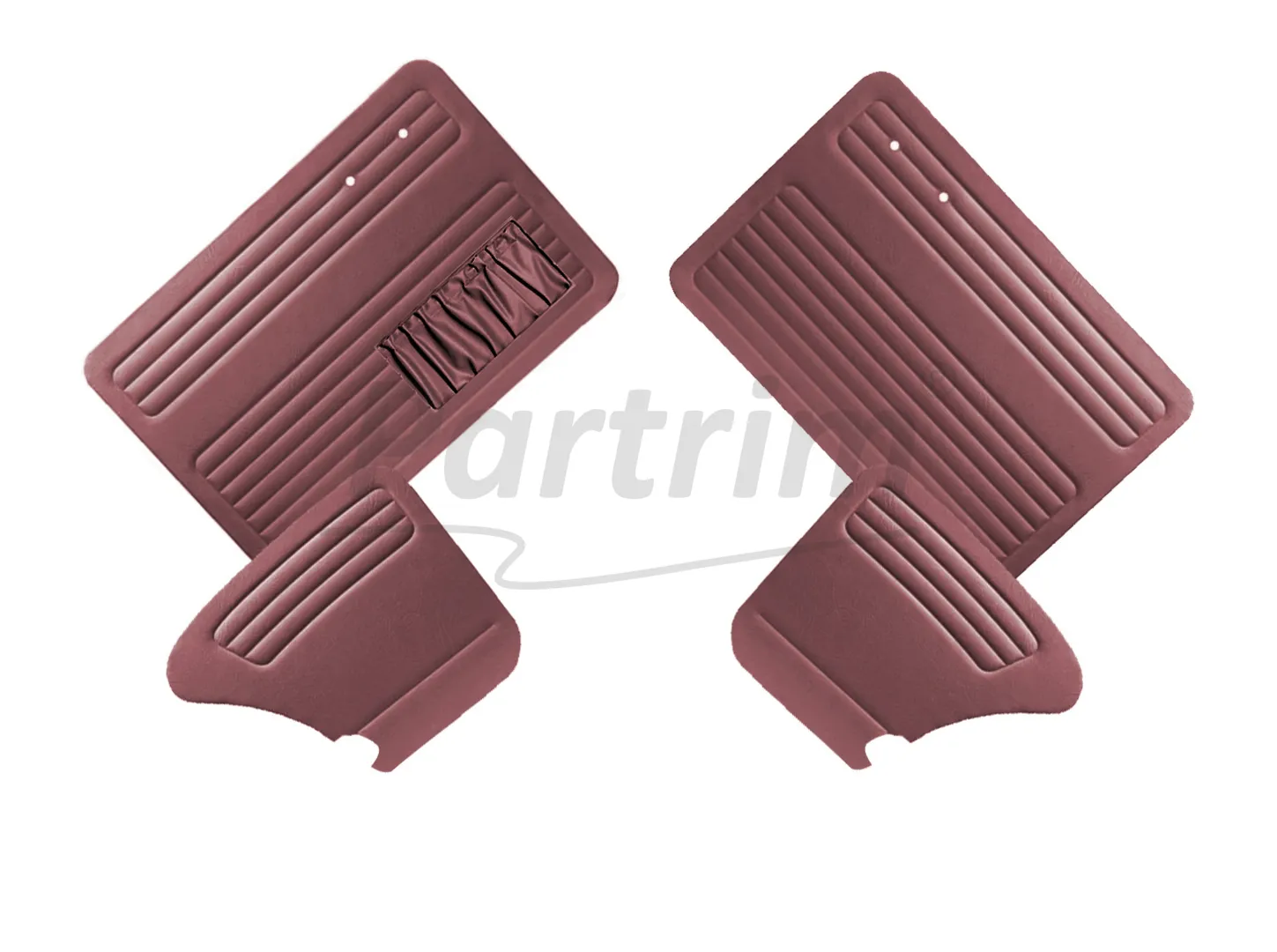 VW OLD BEETLE 1300 DOOR PANEL SET BURGUNDY 1965 - 1966