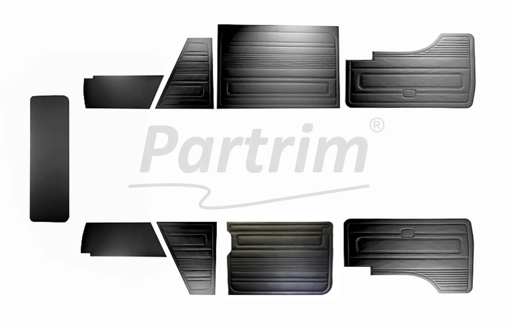 VW T3 T25 BUS 1985-1992 DOOR PANELS 9 PCS BLACK O.P. LATE STYLE