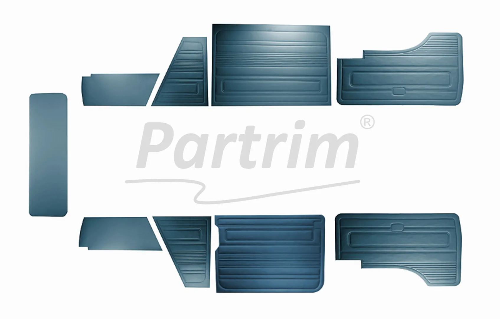 VW T3 T25 BUS 1985-1992 DOOR PANELS 9 PCS DARK BLUE LATE STYLE