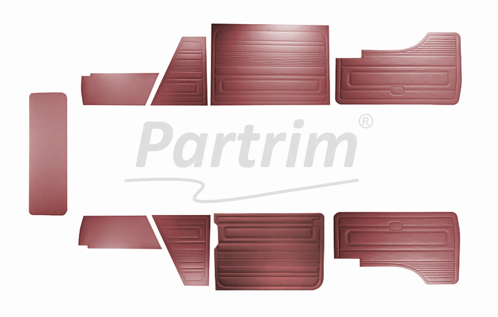 VW T3 T25 BUS 1985-1992 DOOR PANELS 9 PCS BURGUNDY LATE STYLE