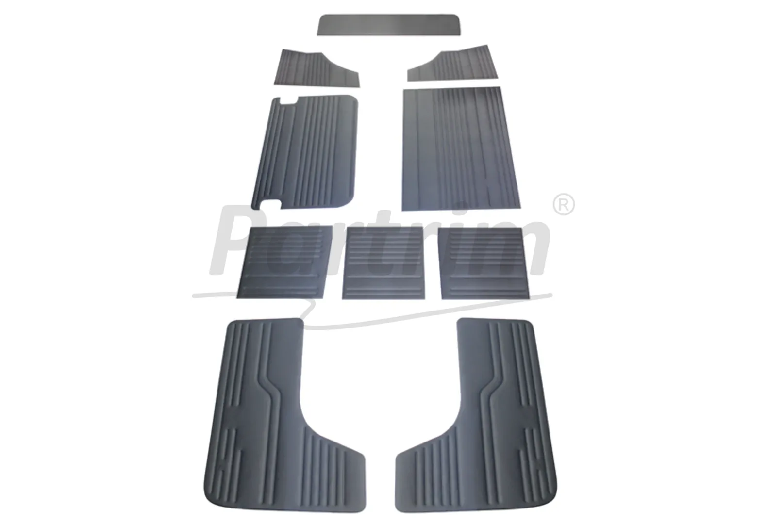 VW T2 BUS INTERIOR SIDE PANEL SET 10 PCS GREY / 06-1967 - 07 -1970   EARLY STYLE