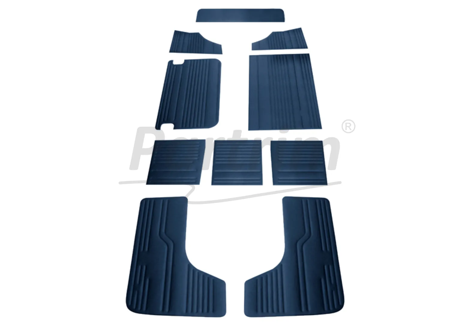 VW T2 BUS INTERIOR SIDE PANEL SET 10 PCS DARKBLUE / 06-1967 - 07 -1970   EARLY STYLE