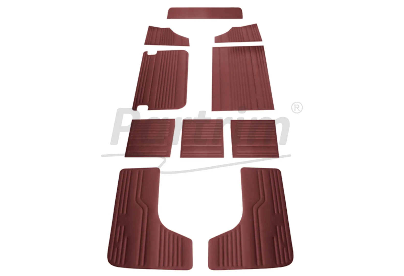 VW T2 BUS INTERIOR SIDE PANEL SET 10 PCS BURGUNDY / 06-1967 - 07 -1970   EARLY STYLE