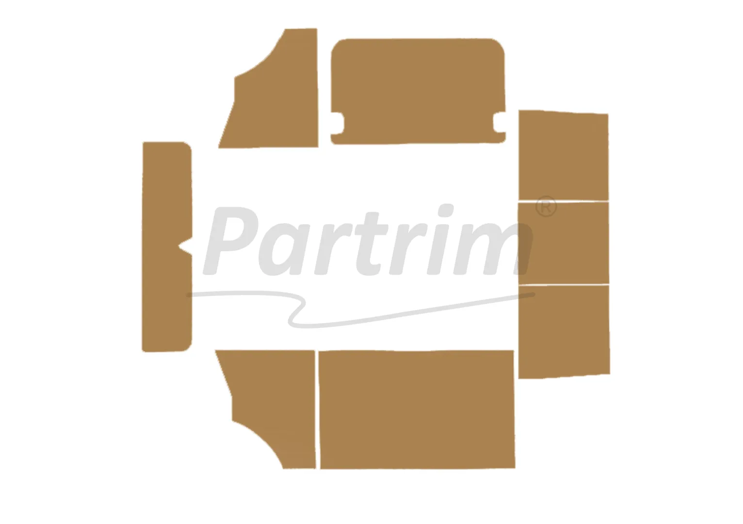 VW T2 BUS INTERIOR SIDE PANEL SET 8 PCS WOOD  08-1970 - 1979  LATE STYLE PRE-CUT HOLE