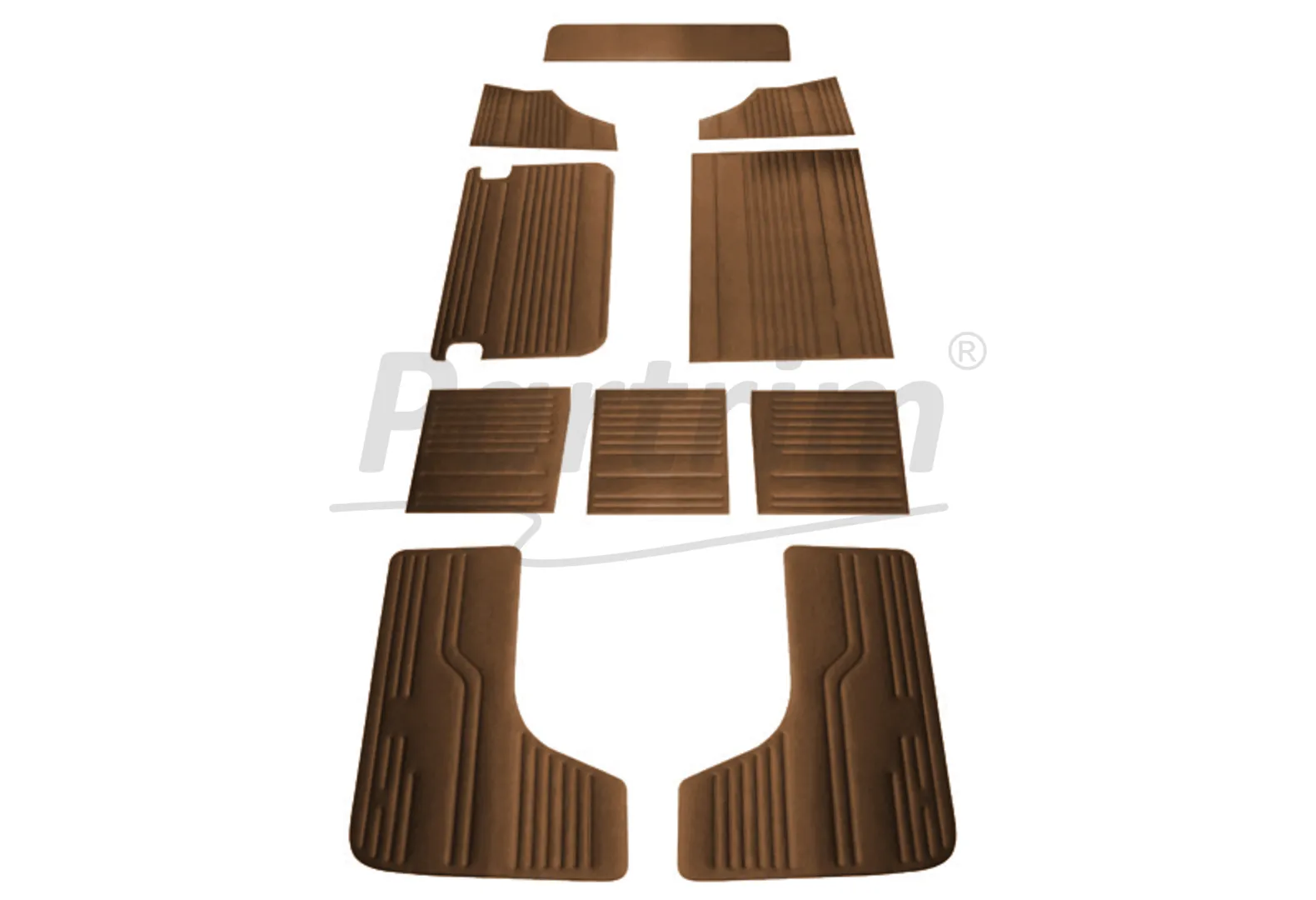 VW T2 BUS INTERIOR SIDE PANEL SET 10 PCS BROWN / 06-1967 - 07 -1970  EARLY STYLE