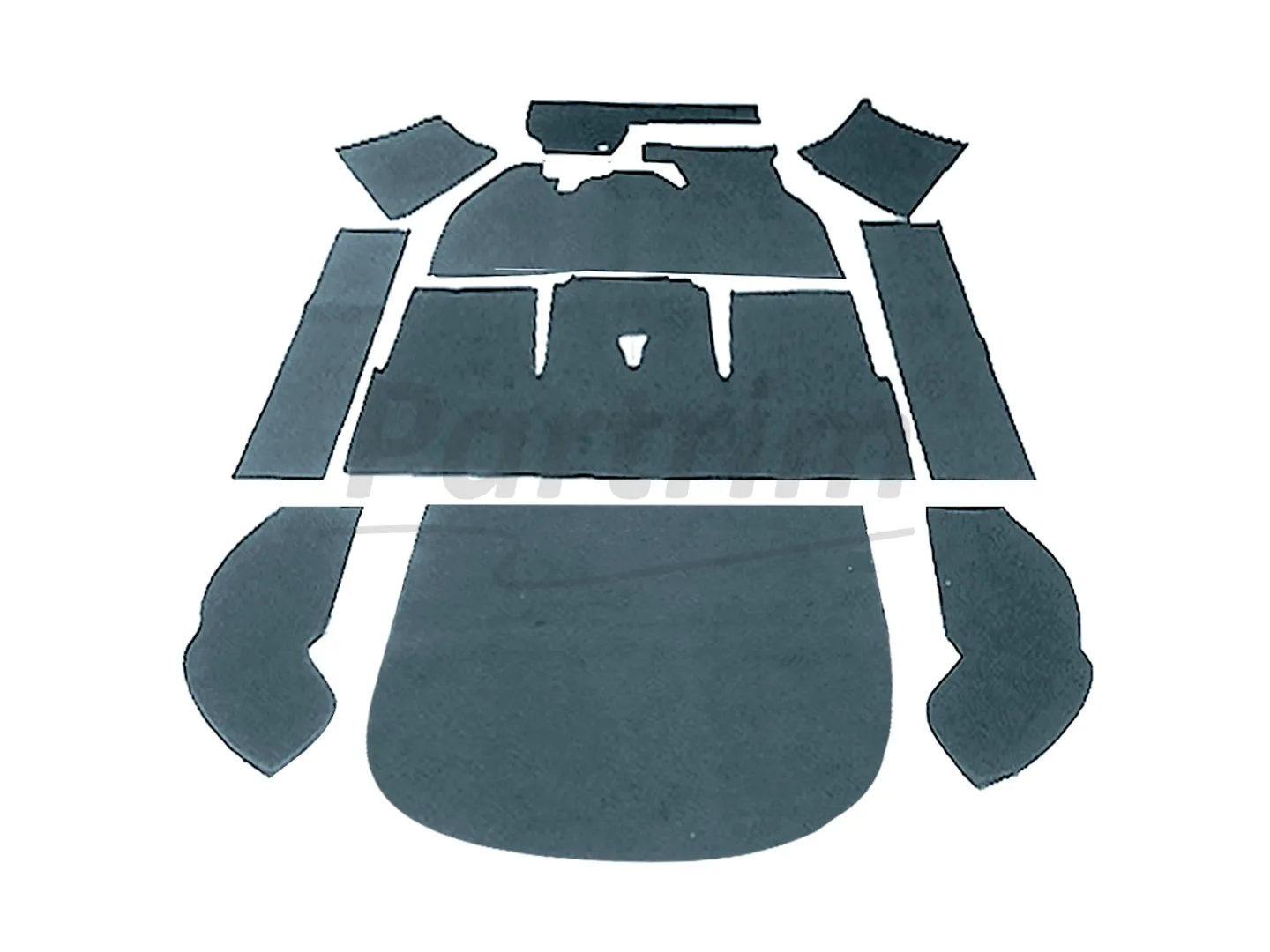 VW OLD BEETLE 1302 FLOOR CARPET SET GREY 1971 / 72 - 10 PCS