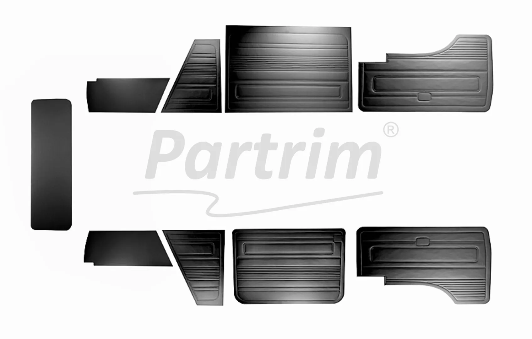 VW T3 T25 BUS 1979-1984 DOOR PANELS 9 PCS BLACK O.P. EARLY STYLE