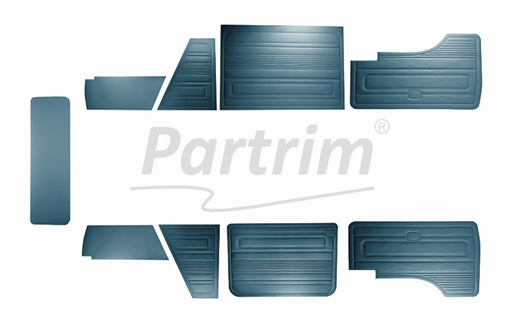 VW T3 T25 BUS 1979-1984 DOOR PANELS 9 PCS DARK BLUE EARLY STYLE