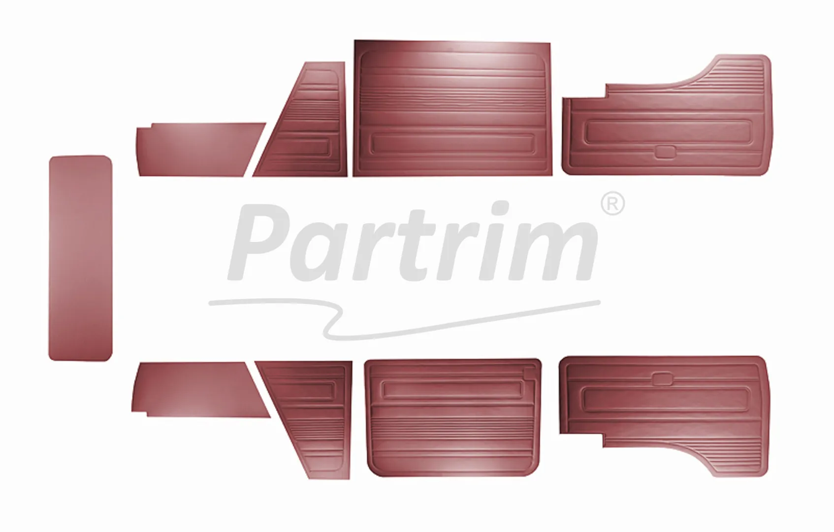 VW T3 T25 BUS 1979-1984 DOOR PANELS 9 PCS BURGUNDY EARLY STYLE