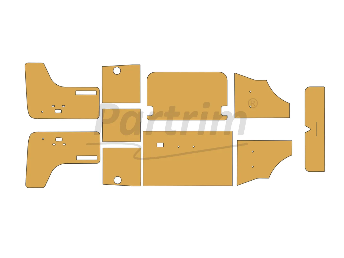 VW T2 1970 - 1979 INTERIOR SIDE PANELS MDF TRIM 10 PCS