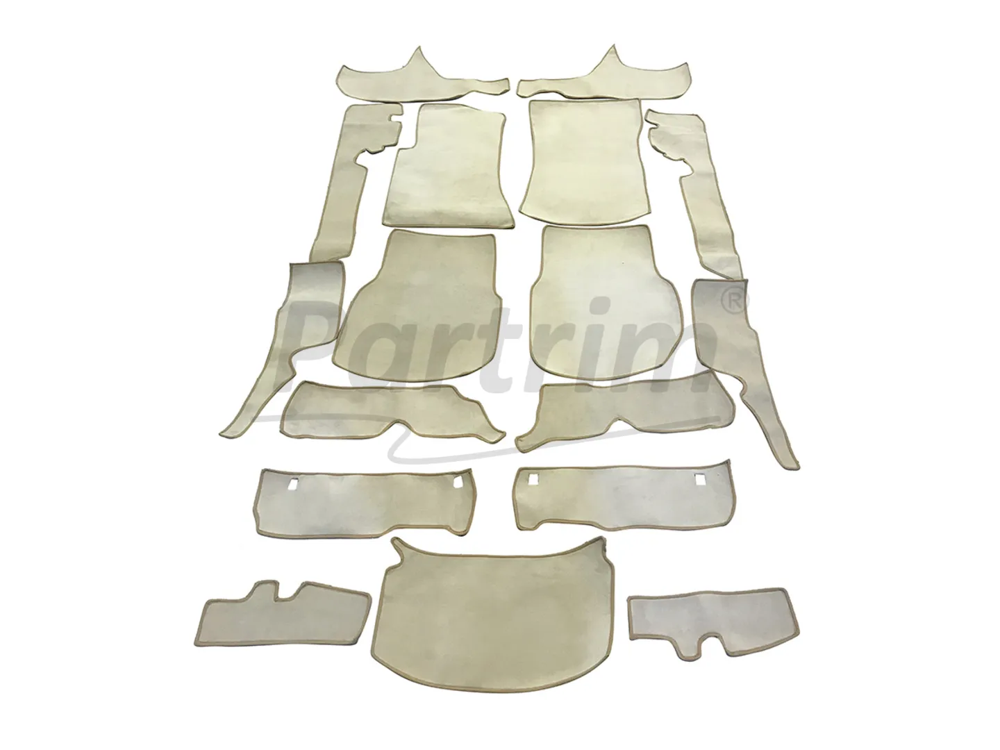MERCEDES W116 FLOOR CARPET SET CREAM 17 PCS