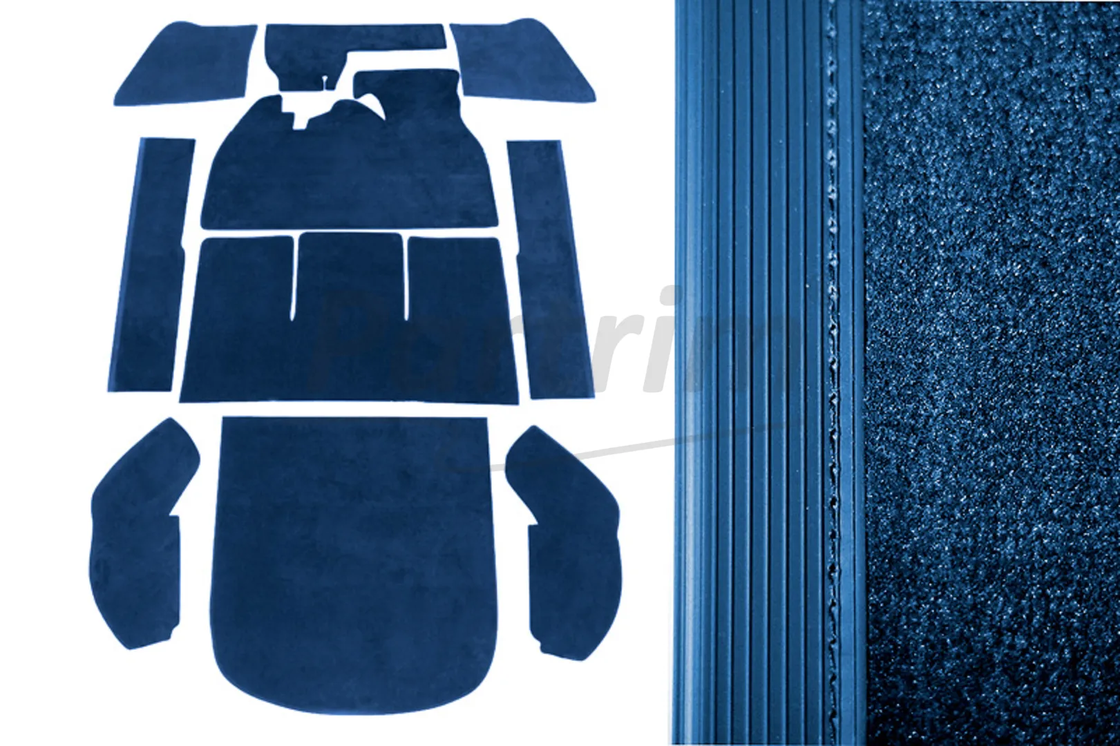VW OLD BEETLE 1303 FLOOR CARPET SET 10 PCS DARKBLUE 1973 - 1975