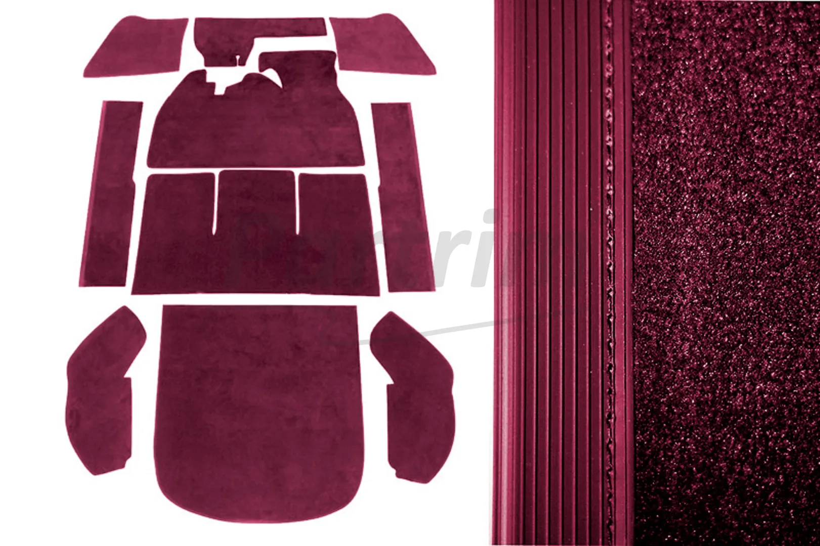 VW OLD BEETLE 1303 FLOOR CARPET SET 10 PCS BURGUNDY  1973 - 1975