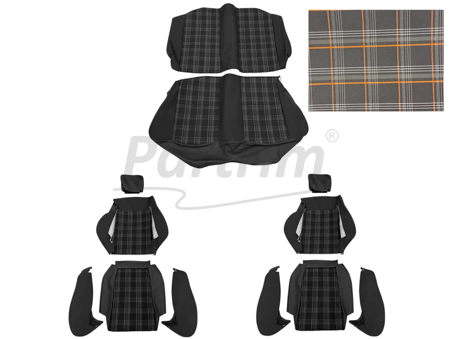VW GOLF MK1 COUPE 75-83 SEAT COVER ORANGE LINE
