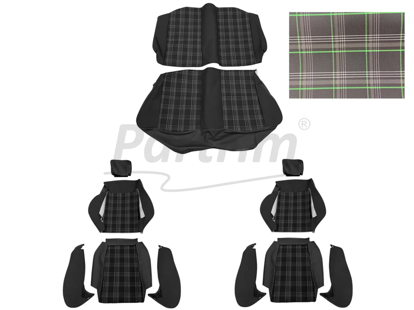 VW GOLF MK1 COUPE 75-83 SEAT COVER GREEN LINE