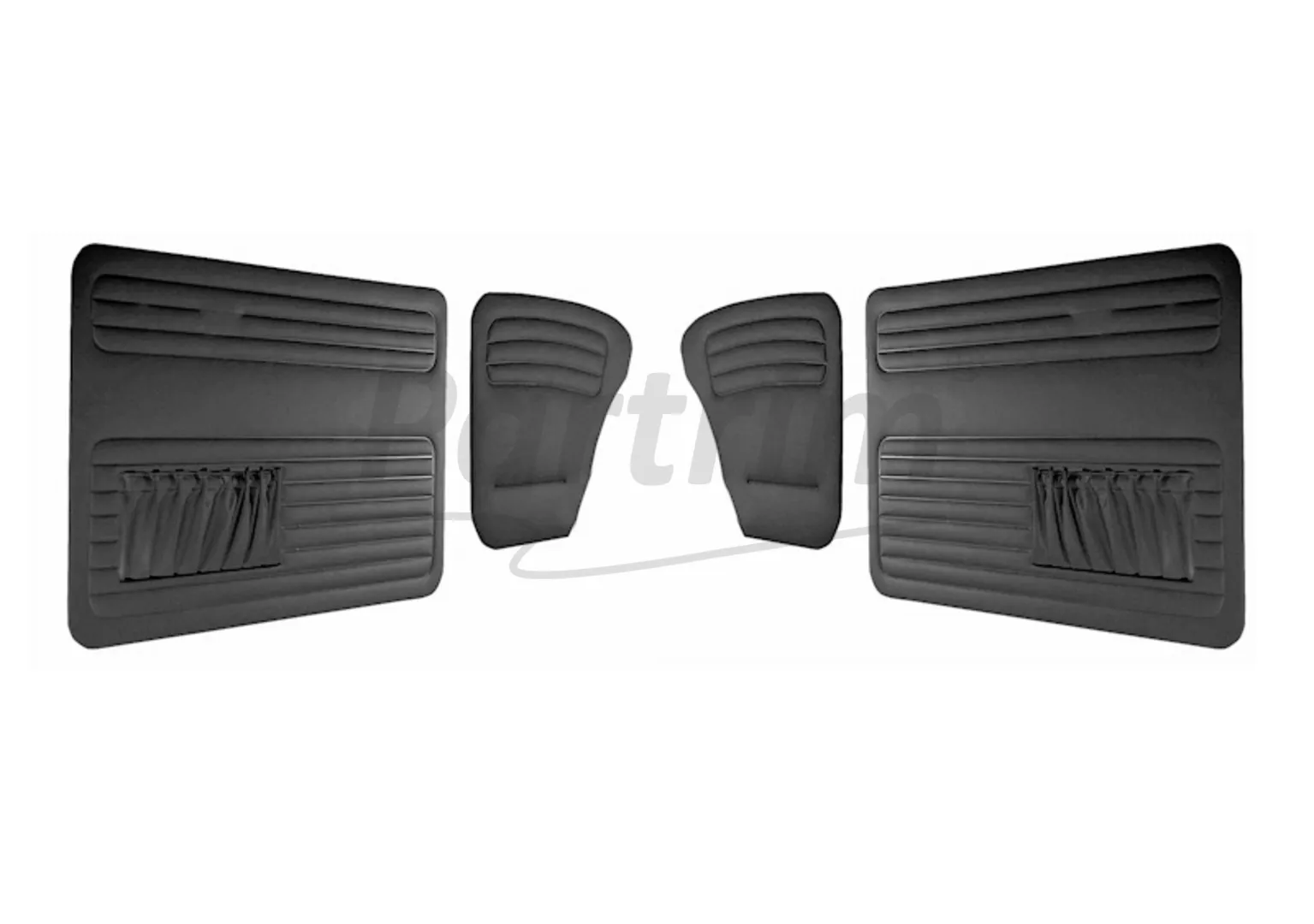 VW OLD BEETLE 1200 DOOR PANEL SET BLACK 1956- 1964  BOTH SIDES POCKET - 4 PCS