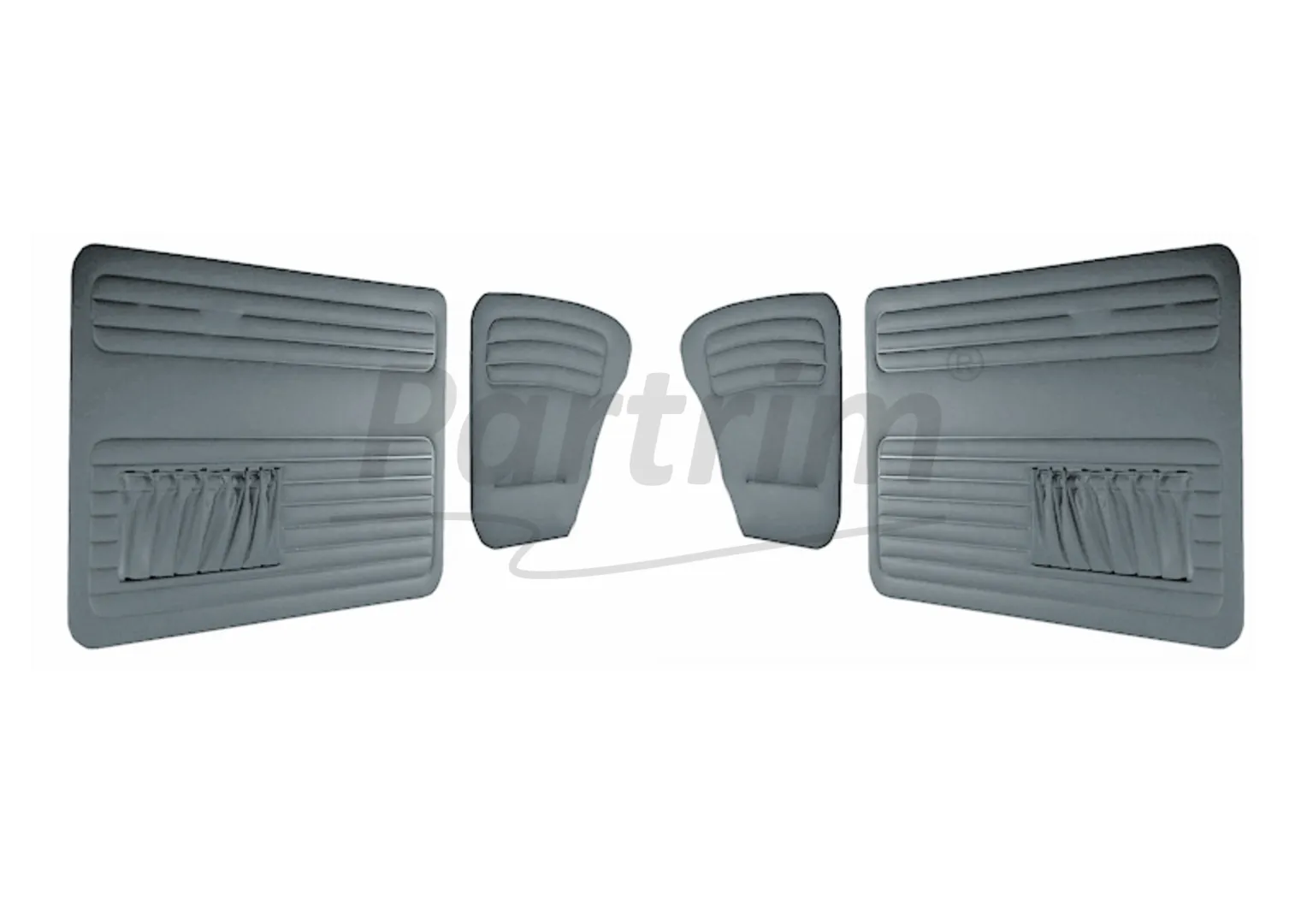 VW OLD BEETLE 1200 DOOR PANEL SET GREY 1956 - 1964  BOTH SIDES POCKET - 4 PCS