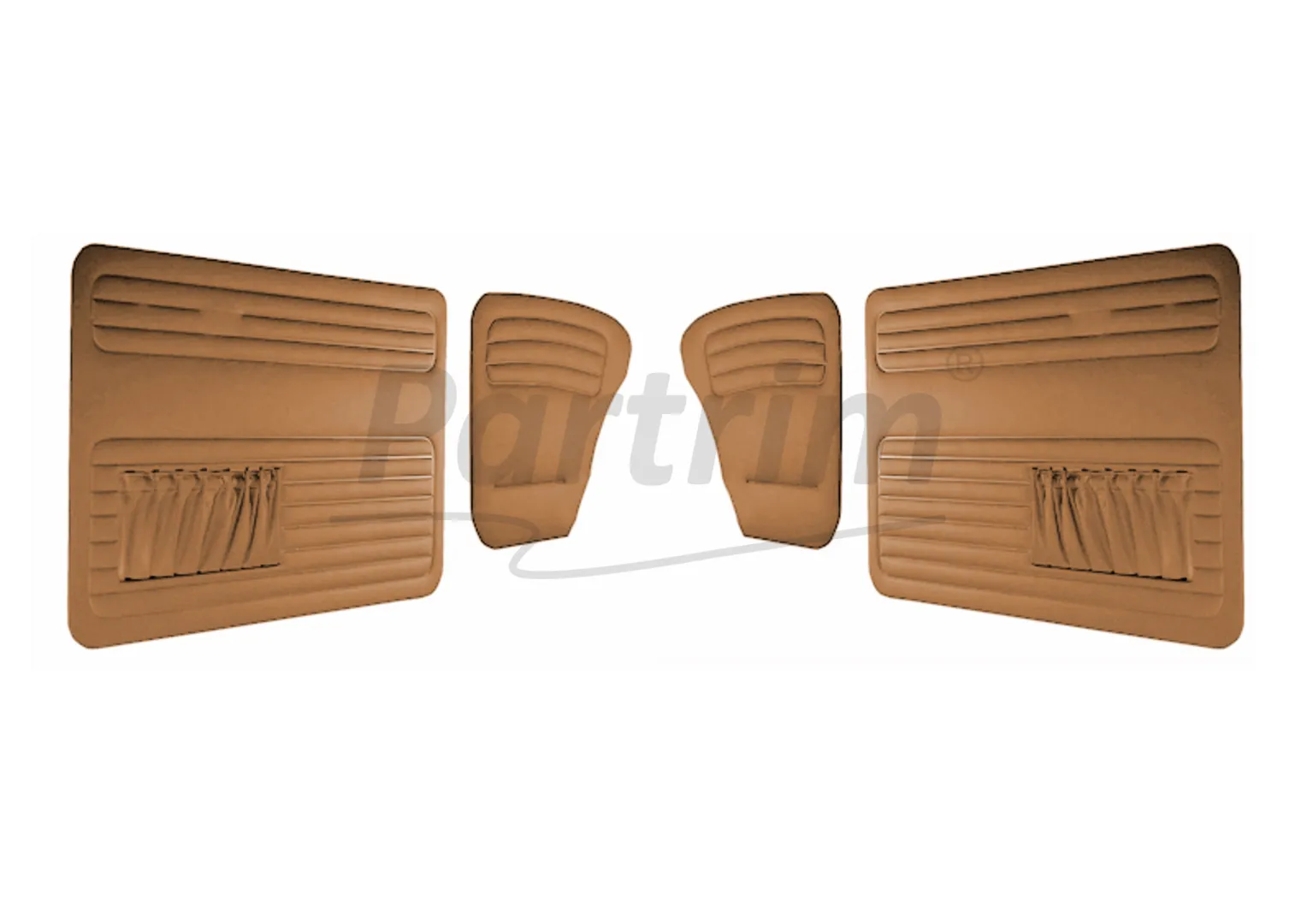 VW OLD BEETLE 1200 DOOR PANEL SET TOBACCO 1956 - 1964  BOTH SIDES POCKET - 4 PCS