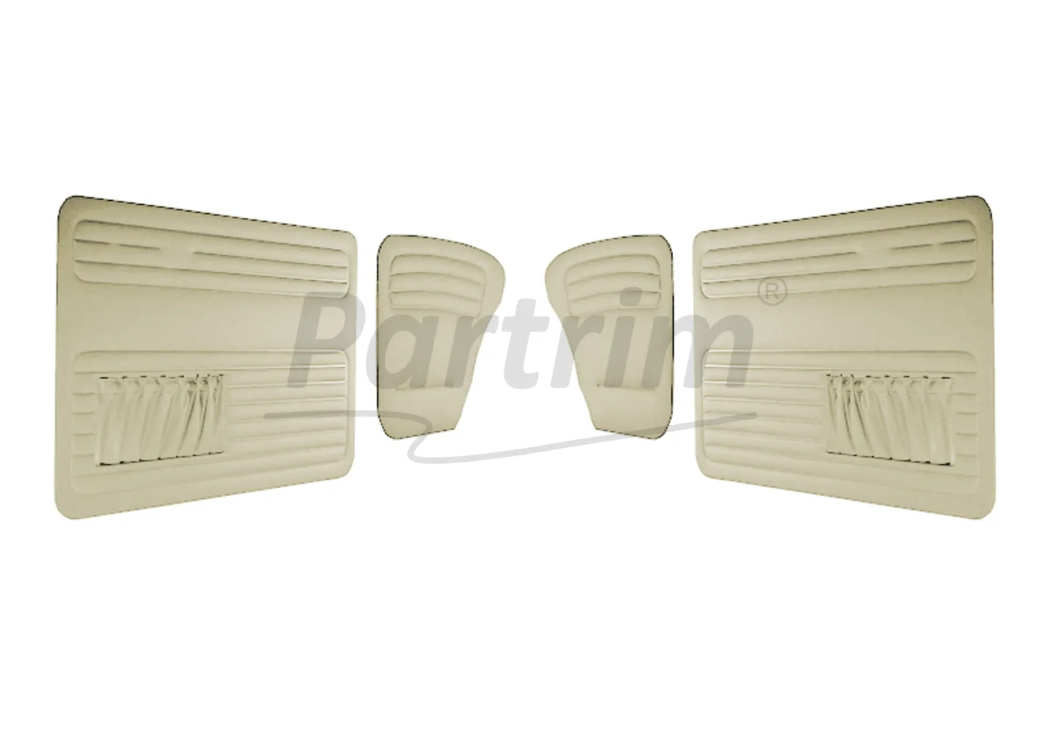 VW OLD BEETLE 1200 DOOR PANEL SET CREAM 1956 - 1964  BOTH SIDES POCKET - 4 PCS