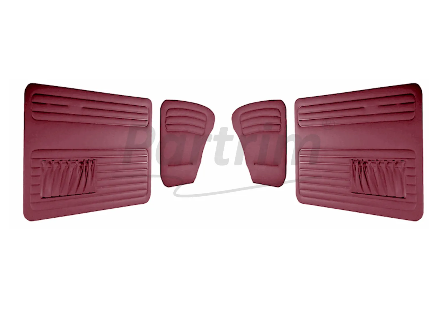VW OLD BEETLE 1200 DOOR PANEL SET BURGUNDY 1956 - 1964  BOTH SIDES POCKET - 4 PCS