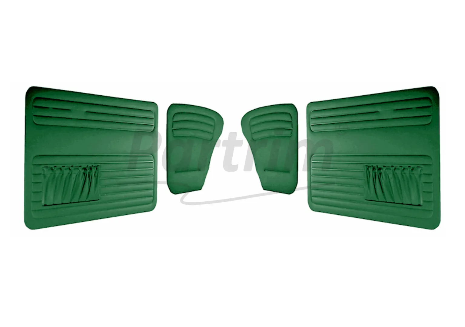 VW OLD BEETLE 1200 DOOR PANEL SET GREEN 1956 - 1964  BOTH SIDES POCKET - 4 PCS