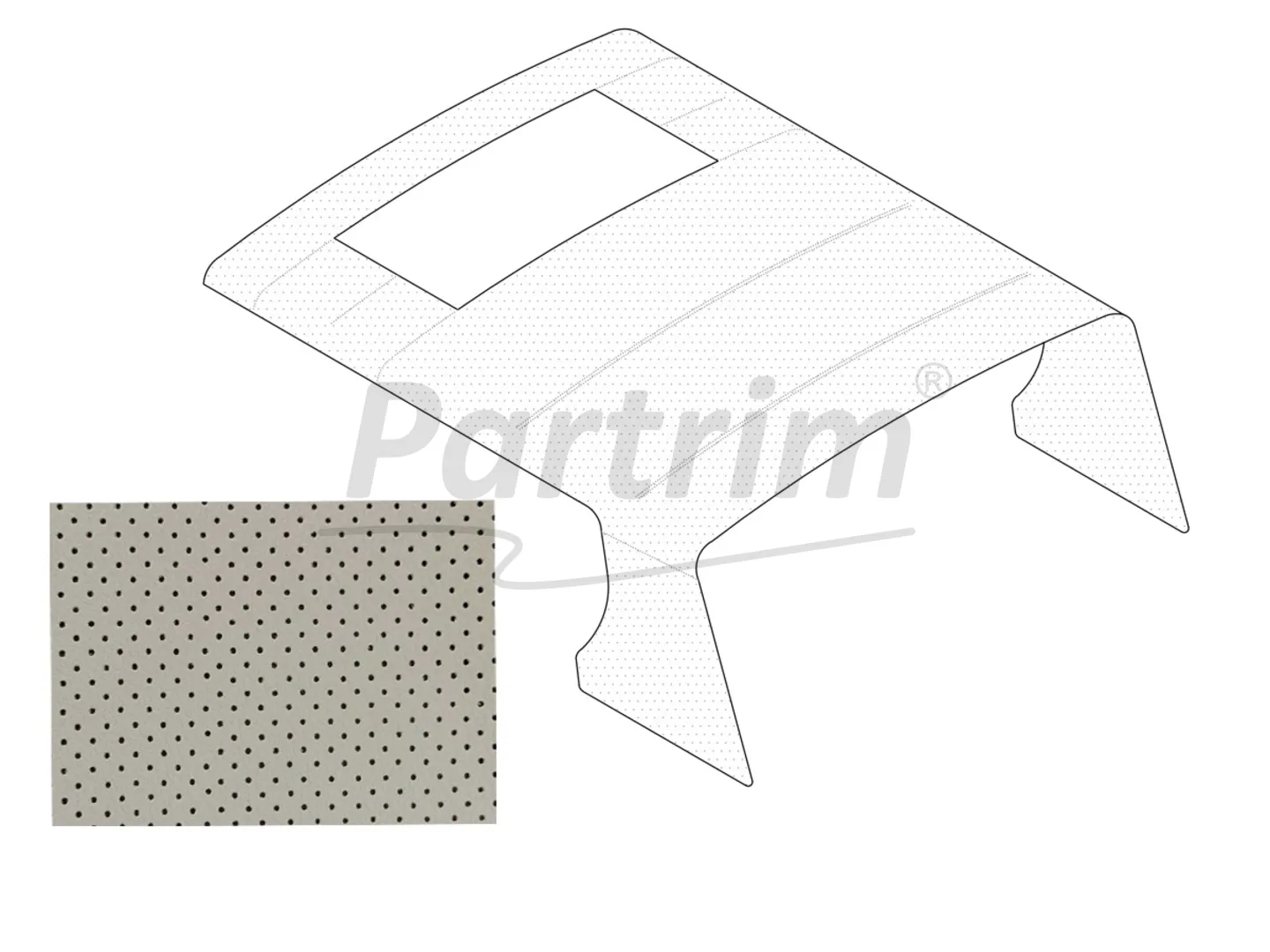 MERCEDES W115 HEADLINER WITH SUNROOF SILK GREY