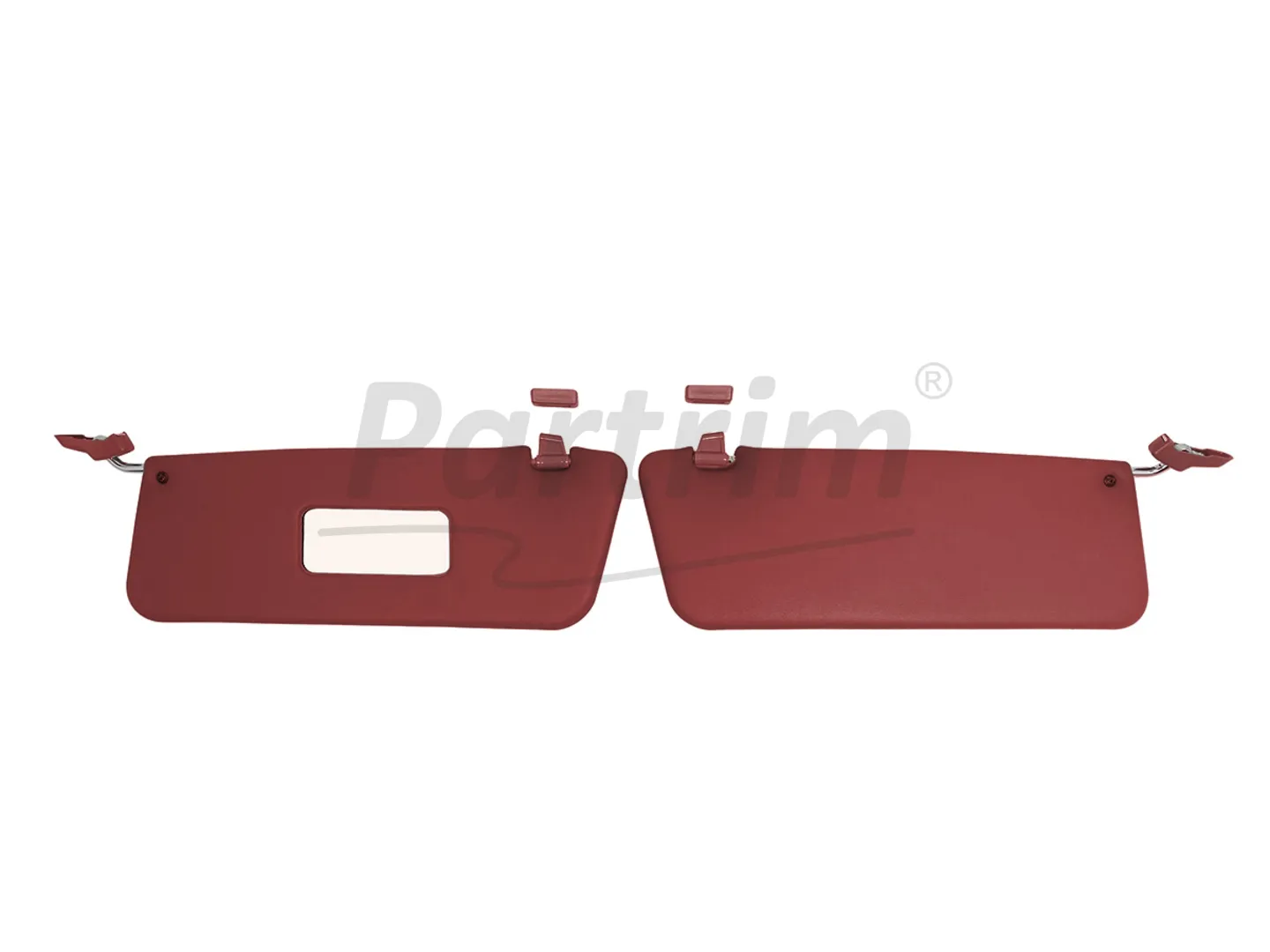 MERCEDES R107 CABRIO SUNVISOR WITH BRACKET R-L  RHD BURGUNDY