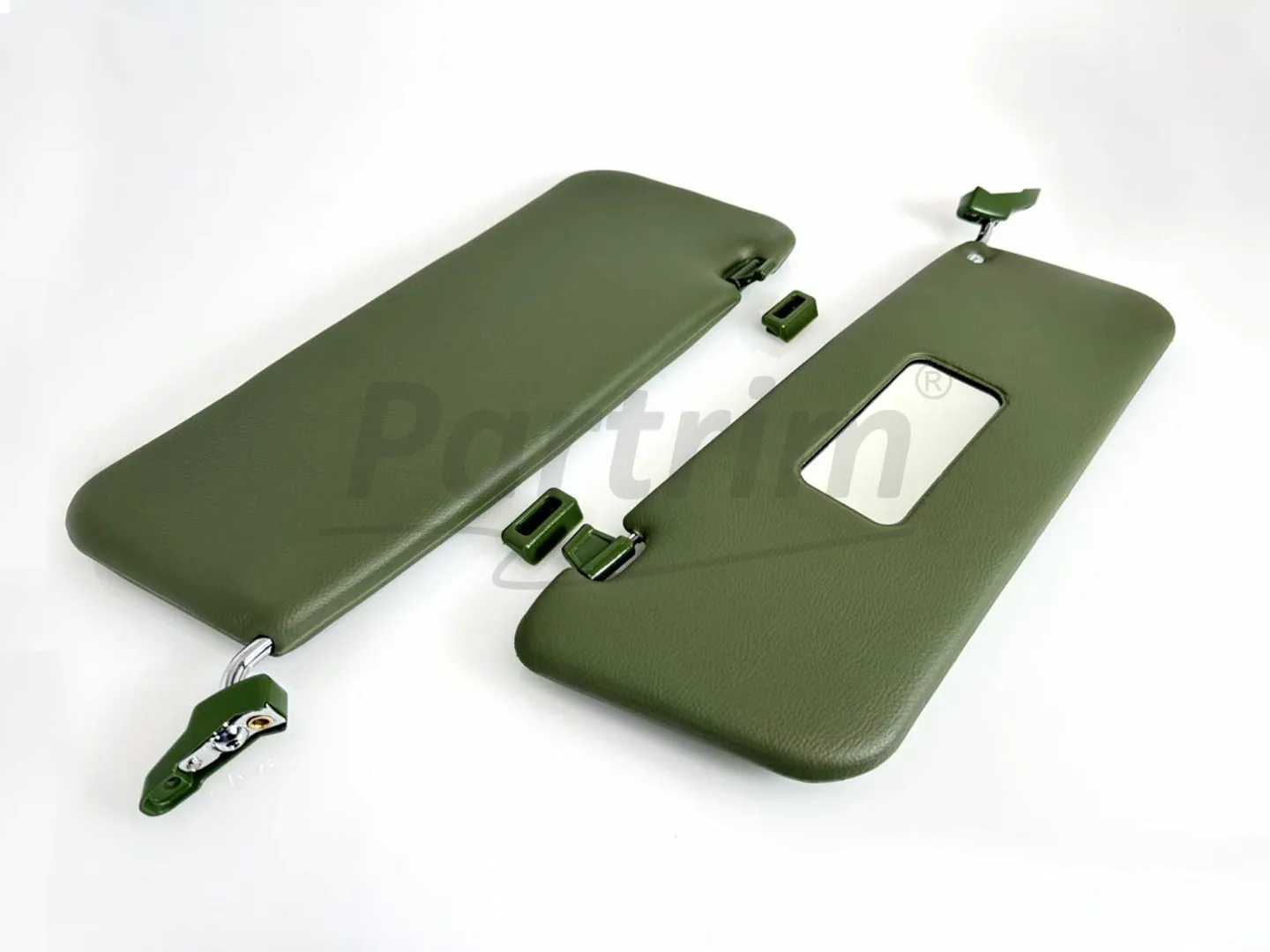 MERCEDES R107 CABRIO SUNVISOR WITH BRACKET R-L OLIVE GREEN